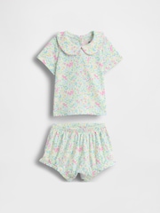 Gap Pink Floral Peter Pan Collar Floral Set (0-24mths) - Image 1 of 2