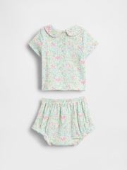 Gap Pink Floral Peter Pan Collar Floral Set (0-24mths) - Image 2 of 2