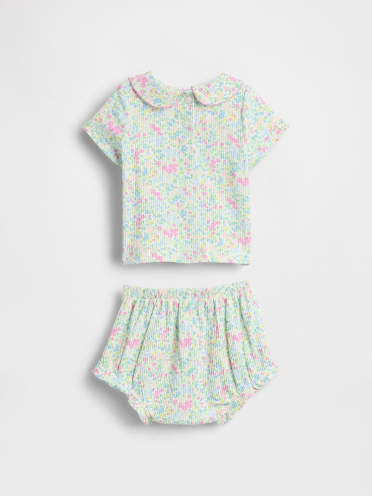 Gap Pink Floral Peter Pan Collar Floral Set (0-24mths) - Image 2 of 2