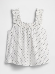 Alb cu pete - Gap Ruffle Poplin Pyjama Top - Imaginea 4 din 5