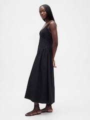 Gap Black Linen Blend Shirred Maxi Dress - Image 1 of 4