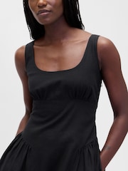 Gap Black Linen Blend Shirred Maxi Dress - Image 4 of 4