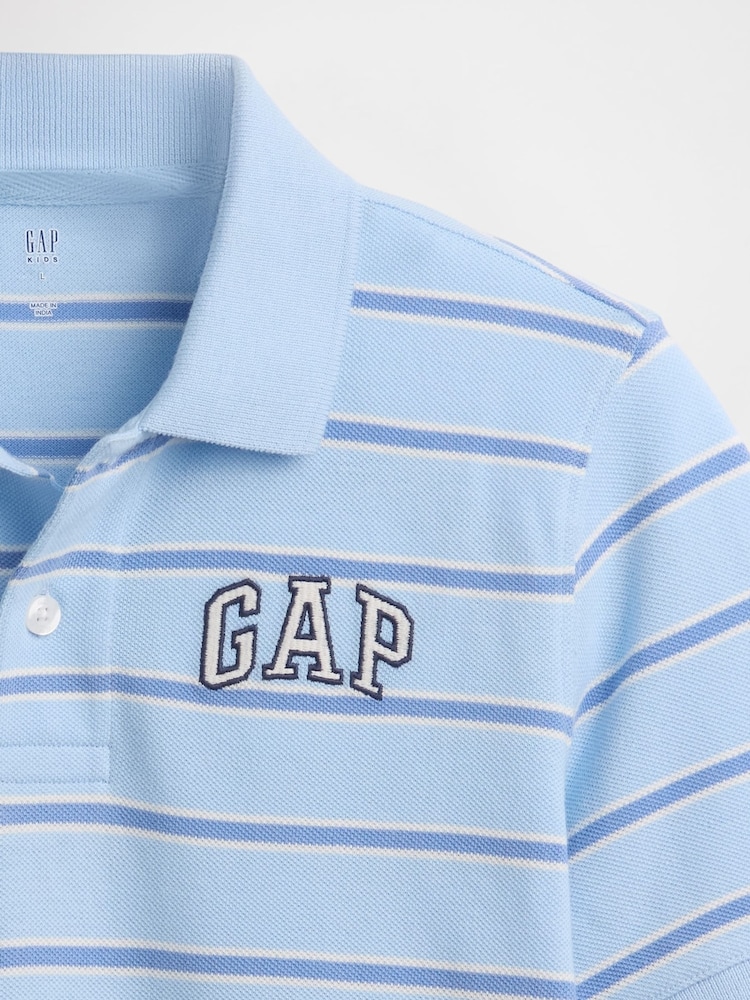 Gap Blue stripe Logo Pique Polo Shirt (4-13yrs) - Image 3 of 3