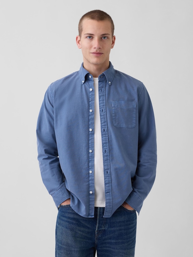 Μπλε - Πουκάμισο Oxford με κουμπιά και Καρό Gap - Εικόνα 1 του 4