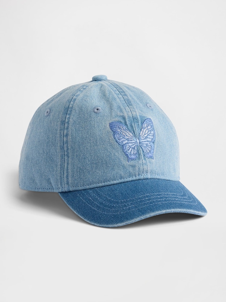 Gap Blue Denim Butterfly Baseball Hat - Image 1 of 1 Gap Blue Denim Butterfly Baseball Hat - Image 1 of 1