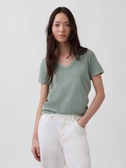 Verde - Gap Vintage Soft V-Neck T-Shirt - Immagine 1 di 4