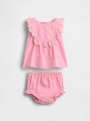 Gap Pink Eyelet Ruffle Outfit Set (0-24mths) - Image 1 of 3