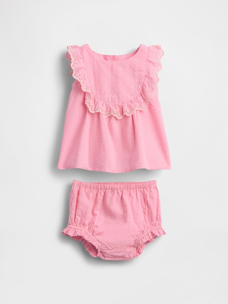 Gap Pink Eyelet Ruffle Outfit Set (0-24mths) - Image 1 of 3