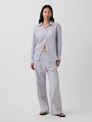 Gap Blue stripe Linen Oversized Shirt - Image 3 of 4