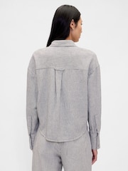 Gap White Stripe Linen-Cotton Oversized Shirt - Image 2 of 4