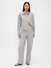 Gap White Stripe Linen-Cotton Oversized Shirt - Image 3 of 4