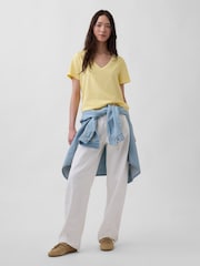 Gap Yellow Vintage Soft V-Neck T-Shirt - Image 3 of 3