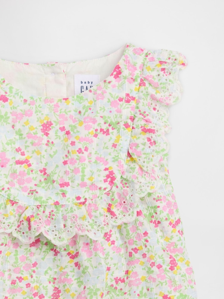 Gap Green Floral Eyelet Ruffle Outfit Set (0-24mths) - Image 3 of 3