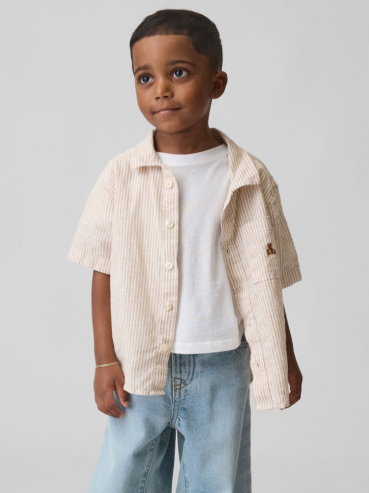 Dungă bej - Gap Linen-Cotton Shirt (6mths-5yrs) - Imaginea 1 din 3