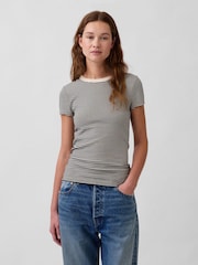 Schwarz/Creme/Gestreift - Gap Modern T-Shirt mit Rundhalsausschnitt - Bild 1 von 4