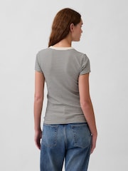Schwarz/Creme/Gestreift - Gap Modern T-Shirt mit Rundhalsausschnitt - Bild 2 von 4