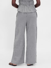 Gap Black Check Cotton Gauze Easy Split-Hem Trousers - Image 2 of 4