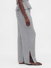 Gap Black Check Cotton Gauze Easy Split-Hem Trousers - Image 3 of 4