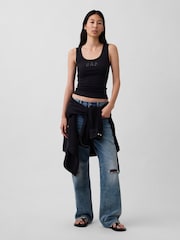 Gap Black Logo Ribbed Vest - Image 3 of 5