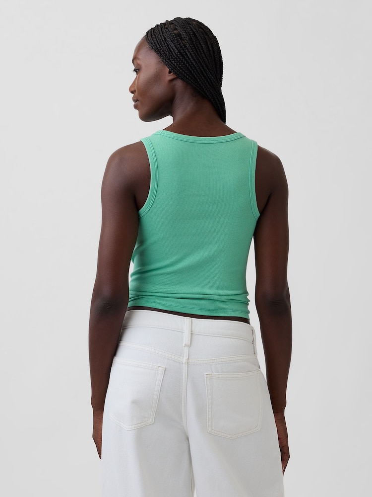 Gap Green Rib Scoop Vest - Image 2 of 3 Gap Green Rib Scoop Vest - Image 2 of 3