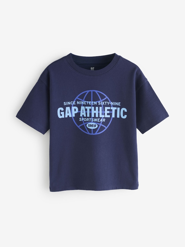 Albastru - Tricou grafic cu mânecă scurtă Gap (4-13ani) - Imaginea 1 din 4