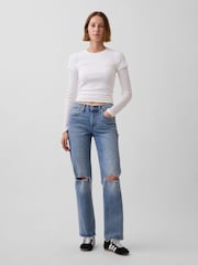 Gap Medium Wash Mid Rise Straight Jeans - Image 4 of 4