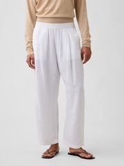 Gap White Mid Rise Pull On Barrel Gauze Trousers - Image 1 of 6