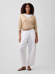 Gap White Mid Rise Pull On Barrel Gauze Trousers - Image 3 of 6