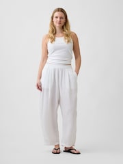 Gap White Mid Rise Pull On Barrel Gauze Trousers - Image 5 of 6