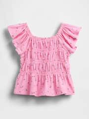Gap Pink Cherry Smocked Flutter-Sleeve Top (6mths-5yrs) - Image 2 of 2