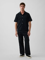 Gap Black Linen-Cotton Relaxed Tapered Trousers - Image 1 of 4