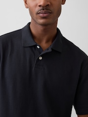 Gap Black Relaxed Pique Polo Shirt - Image 3 of 4