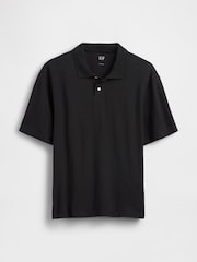 Gap Black Relaxed Pique Polo Shirt - Image 4 of 4
