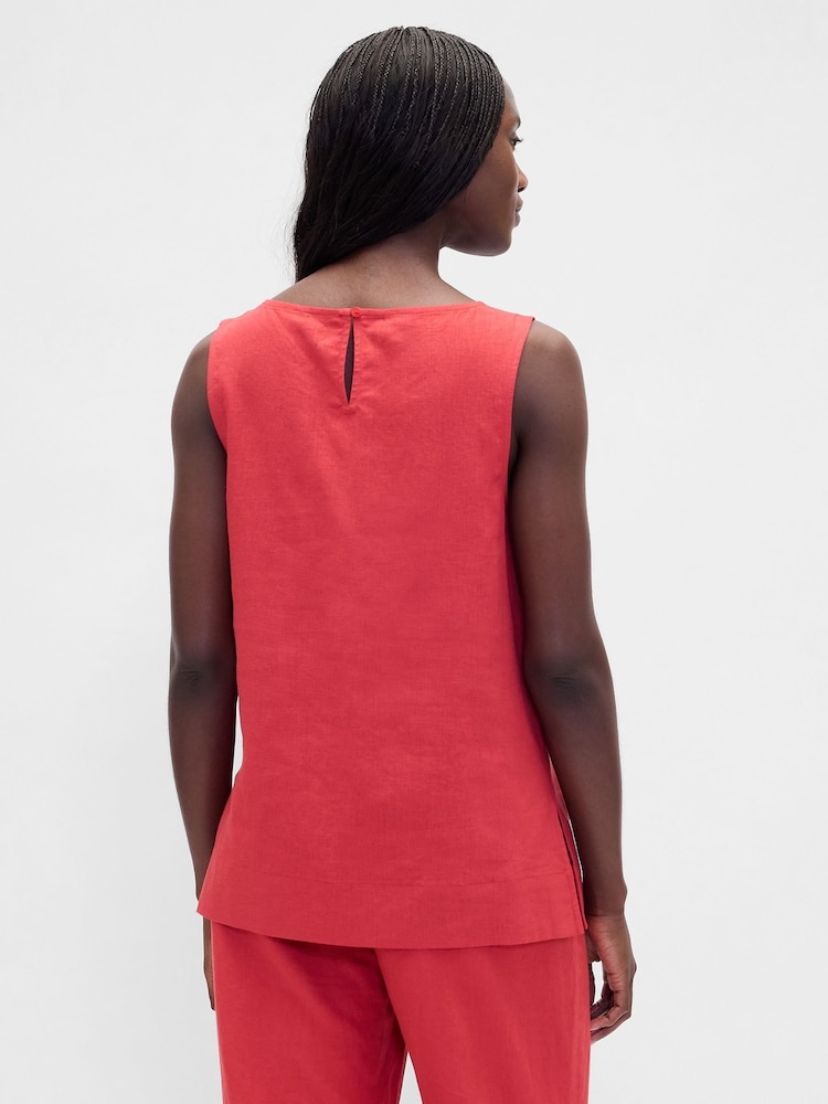 Gap Red Linen Blend Shell Vest - Image 2 of 4 Gap Red Linen Blend Shell Vest - Image 2 of 4