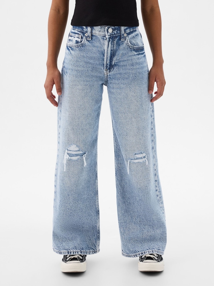 Gap Light Wash Low Rise Stride Wide-Leg Jeans (5-13yrs) - Image 1 of 3