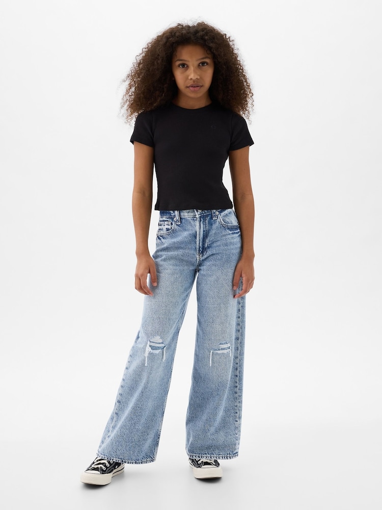 Gap Light Wash Low Rise Stride Wide-Leg Jeans (5-13yrs) - Image 3 of 3