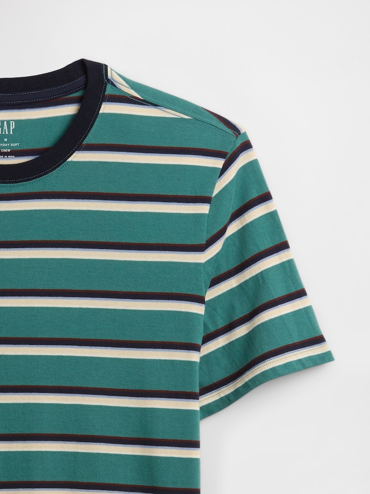 Gap Green Everyday Soft Stripe Crew Neck T-Shirt - Image 5 of 5