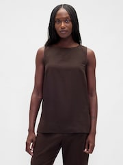 Gap Brown Linen Blend Shell Vest - Image 1 of 4
