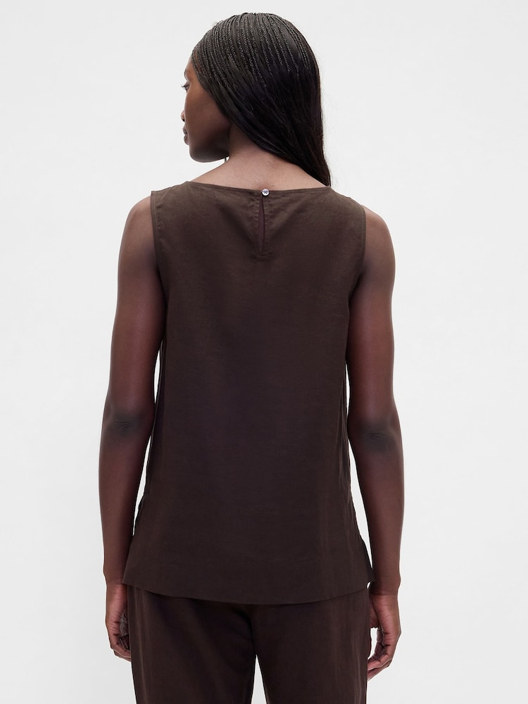 Gap Brown Linen Blend Shell Vest - Image 2 of 4 Gap Brown Linen Blend Shell Vest - Image 2 of 4
