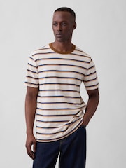 Gap Brown Everyday Soft Stripe Crew Neck T-Shirt - Image 1 of 5