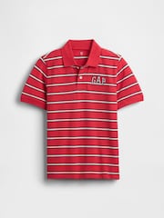 Gap Red Stripe Logo Pique Polo Shirt (4-13yrs) - Image 1 of 3