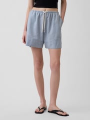 Albastru - Gap Linen-Blend Easy Shorts - Imaginea 1 din 4