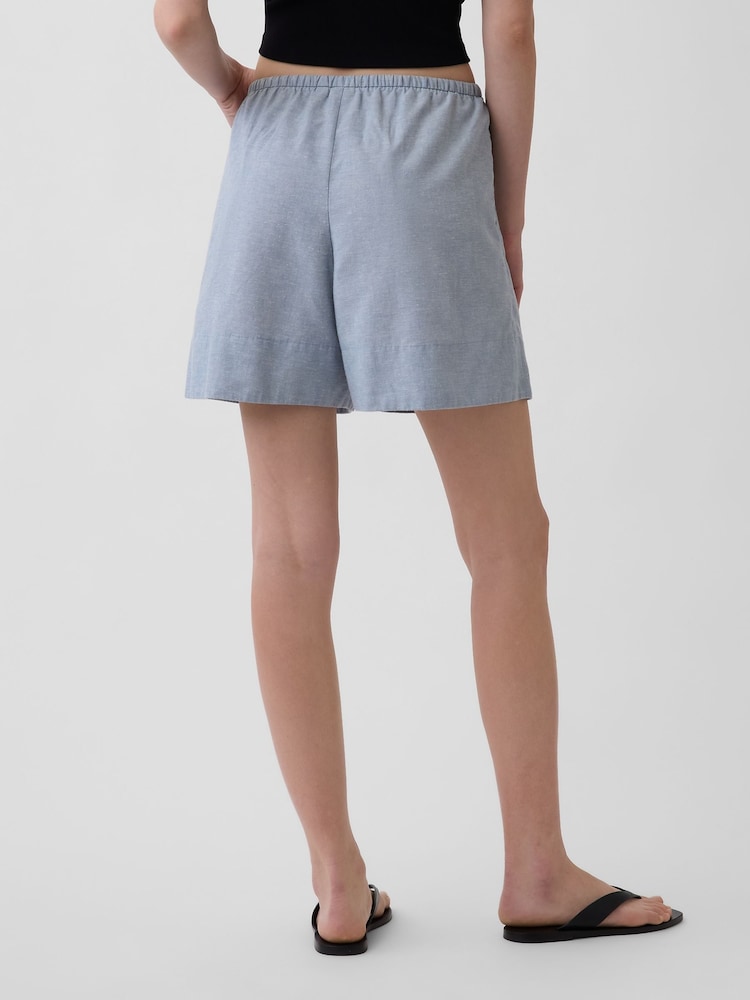 Albastru - Gap Linen-Blend Easy Shorts - Imaginea 2 din 4