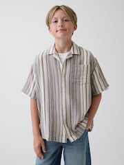 Gap Beige stripe Gauze Shirt (4-13yrs) - Image 1 of 4