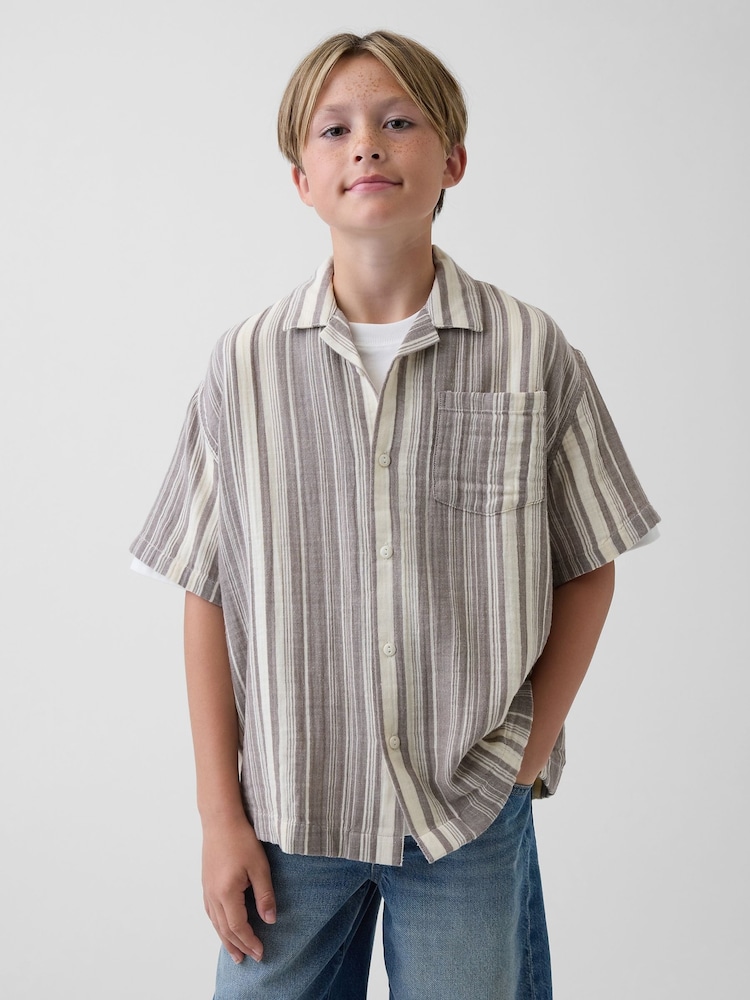 Gap Beige stripe Gauze Shirt (4-13yrs) - Image 1 of 4