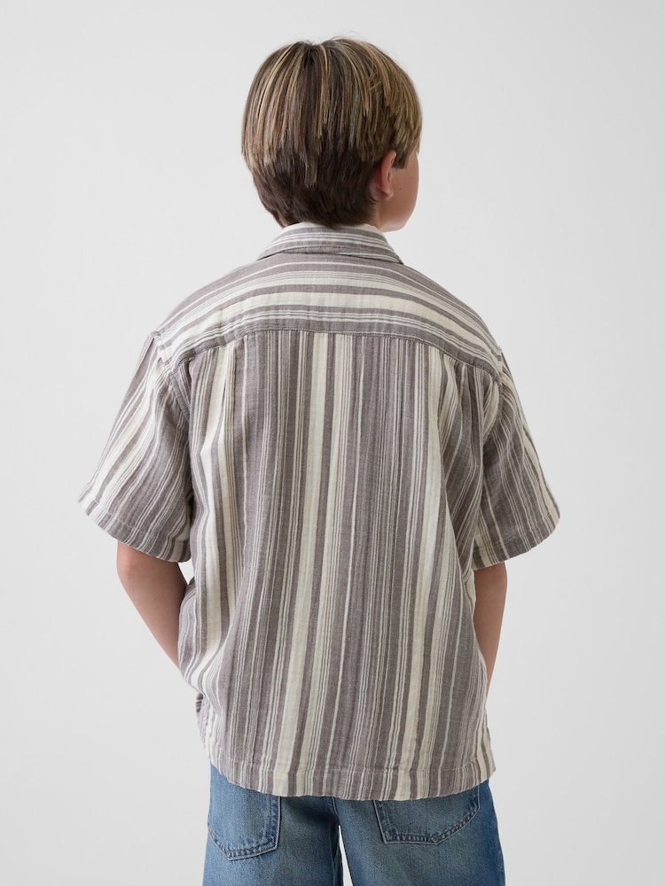 Gap Beige stripe Gauze Shirt (4-13yrs) - Image 2 of 4