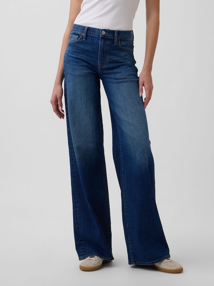 Gap Medium Wash Mid Rise Wide-Leg Jeans - Image 1 of 6 Gap Medium Wash Mid Rise Wide-Leg Jeans - Image 1 of 6