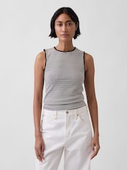Gap Black Gingham Pointelle Shell Vest - Image 1 of 4