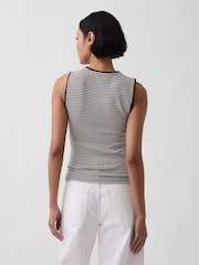 Gap Black Gingham Pointelle Shell Vest - Image 2 of 4