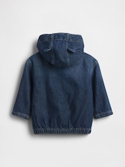 Gap Dark Wash UltraSoft Denim Hooded Jacket (0-24mths) - Image 2 of 3